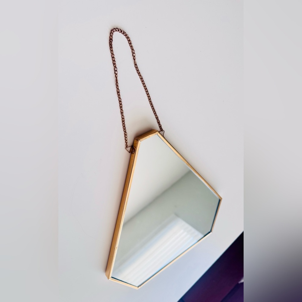 12” Vintage Gold Triangular Wall Mirror Contemporary Minimalist
